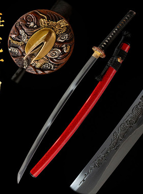海龙打刀锻打T10钢日本刀红色