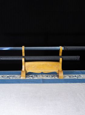 龙泉市刀剑高锰钢烤蓝素装直刀