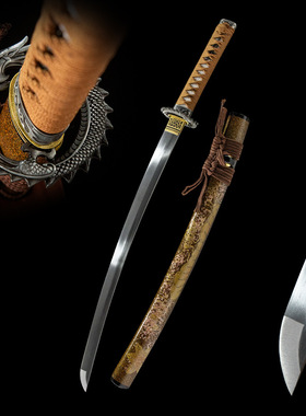 外贸日本刀胁差花纹钢手工龙泉