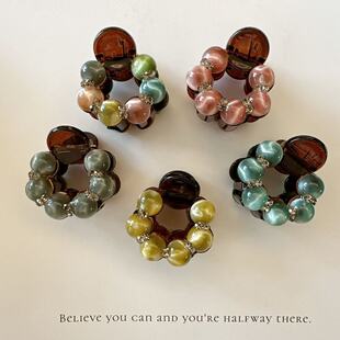 2026新款高级感水钻丸子头抓夹女马尾固定夹气质半抓发高马尾头饰