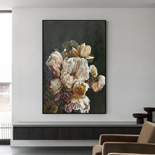 复古花卉玄关装饰画客厅沙发墙单幅挂画法式中古风过道入户进门处