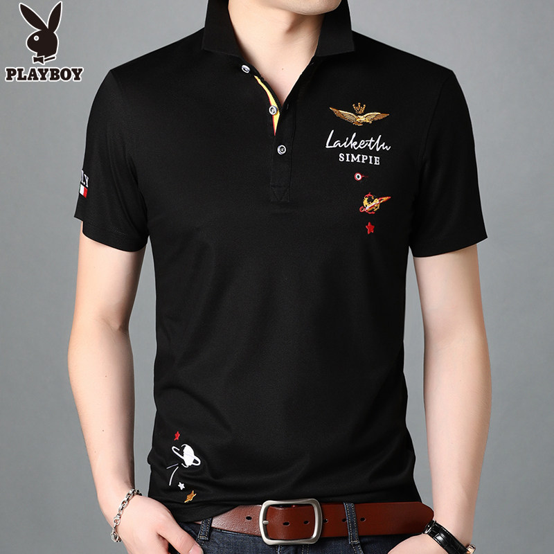 花花公子t恤男短袖翻领韩版POLO衫潮流男士上衣休闲男装夏季衣服T