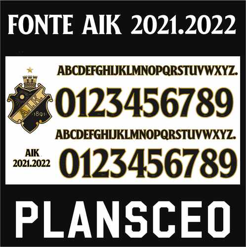 AIK队Fonte AIK 2021-2022足球服logo号码字体矢量cdr素材