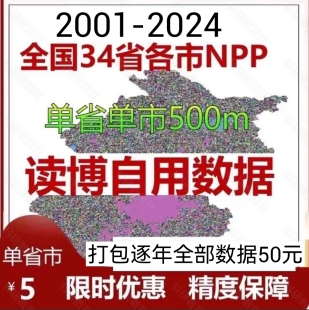 2000-2024全国34省各市500米NPP植被净初级生产力逐年数据
