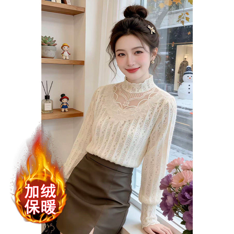 2026春装新款衬衫女气质百搭打底衫洋气时尚蕾丝衫显瘦减龄上衣冬