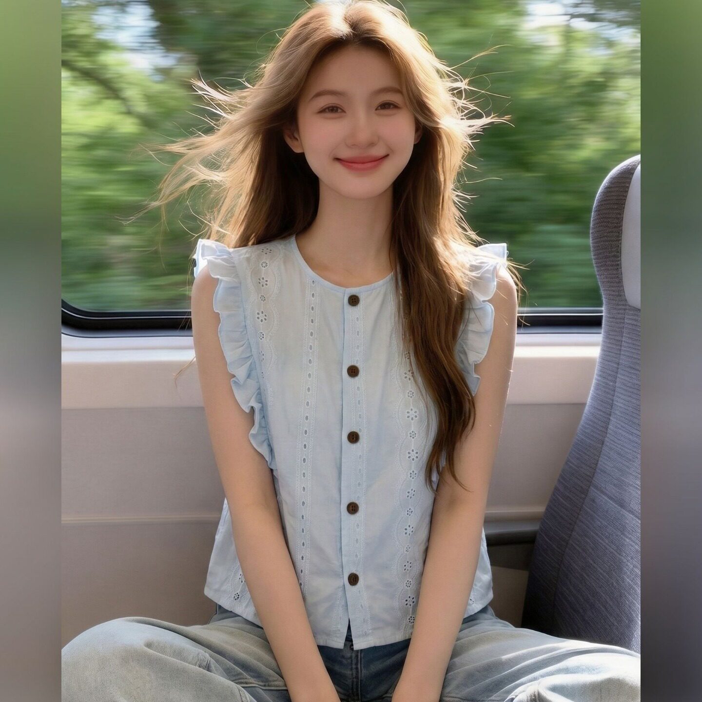 法式温柔风镂空刺绣衬衫女2026夏款设计感小飞袖开衫修身显瘦上衣