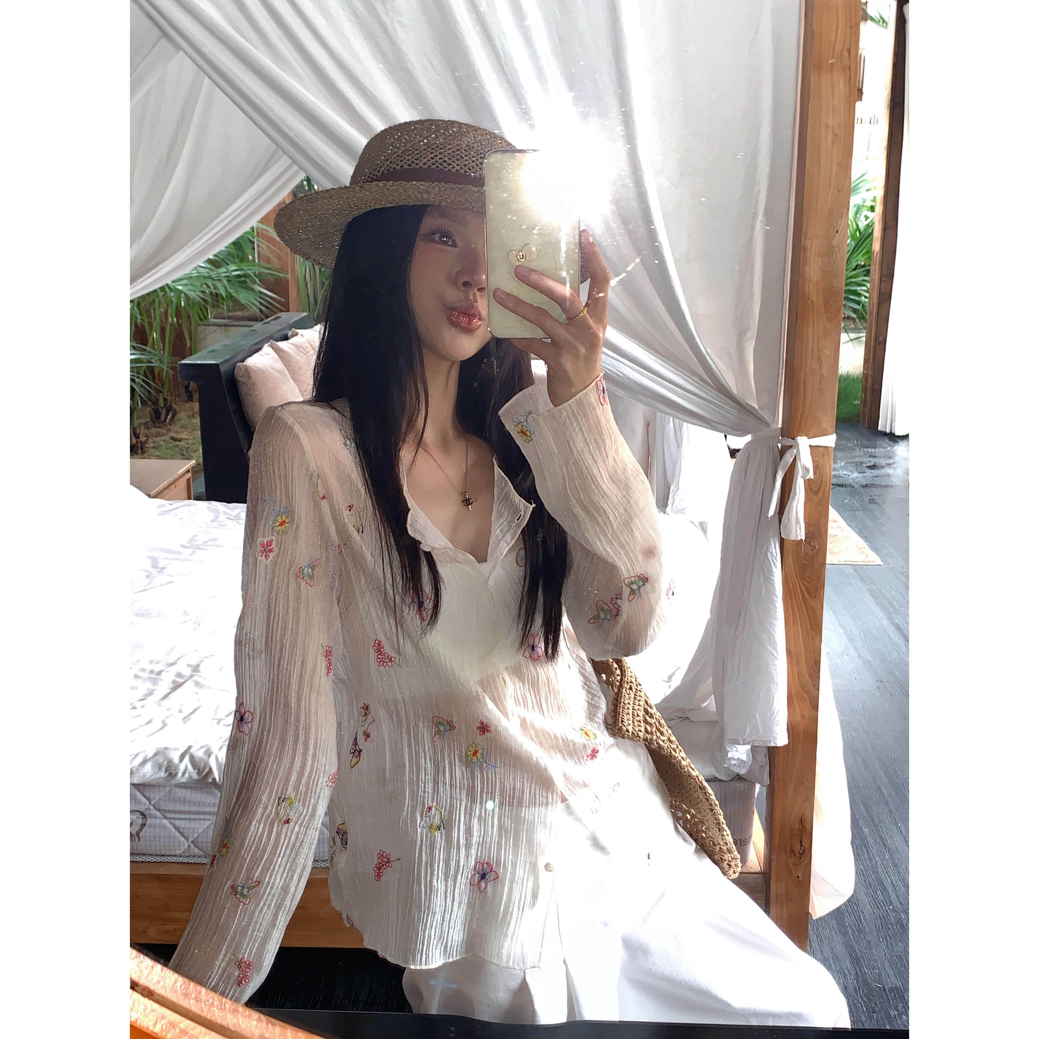 夏季轻薄刺绣防晒宽松显瘦衬衫女