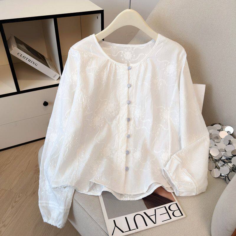 纯棉法式洋气遮肉显瘦长袖衬衫女秋季新款时尚百搭休闲气质上衣潮