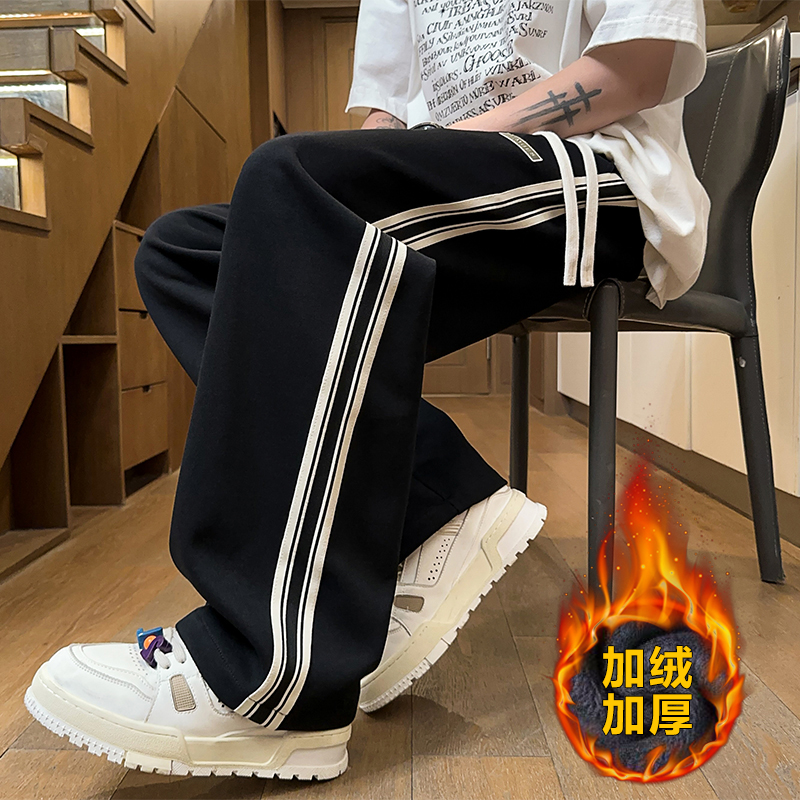 美式黑色卫裤男士休闲裤宽松直筒