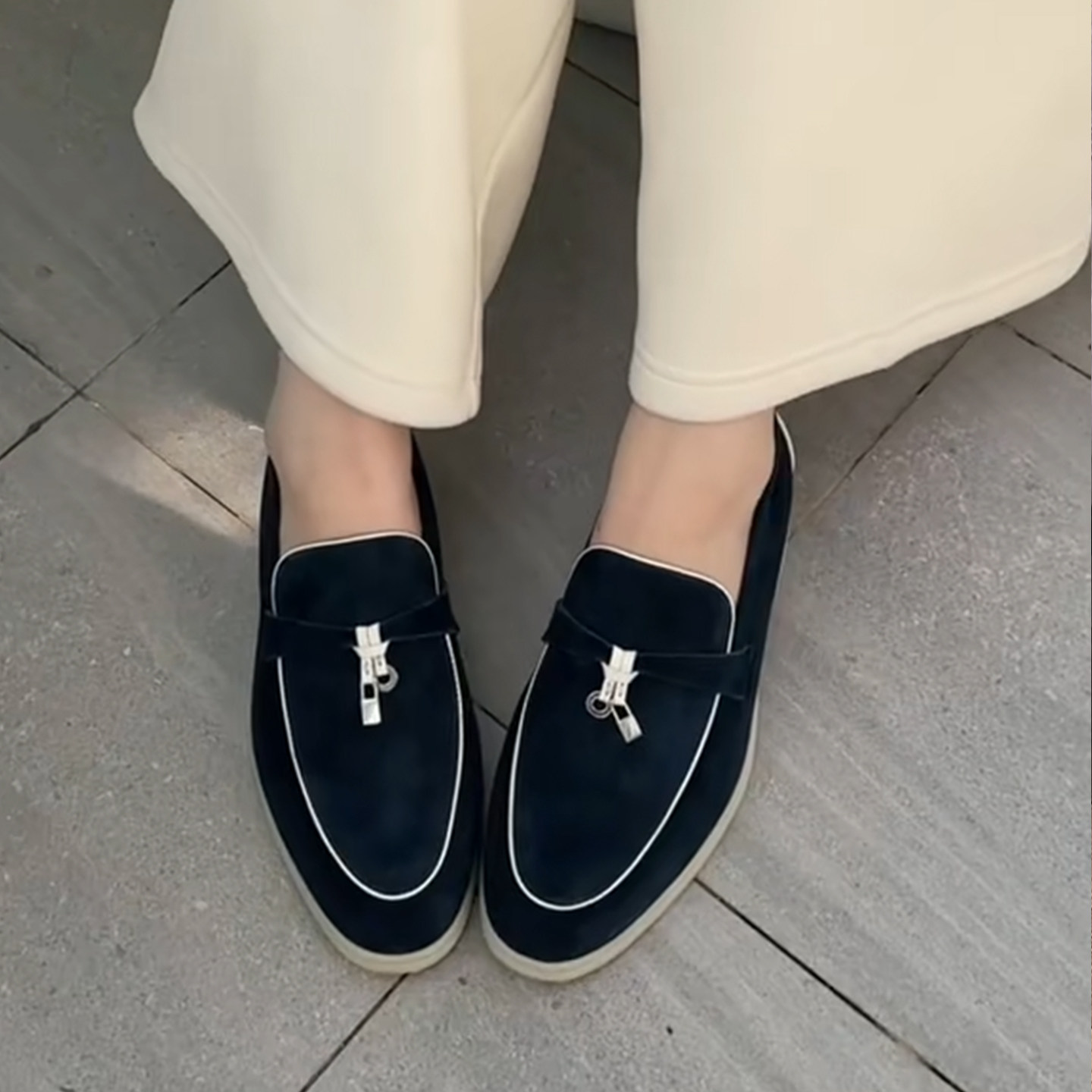 2026春季新款休闲风乐福鞋女圆头一脚蹬流苏扣懒人鞋平底豆豆鞋女,女鞋,乐福鞋（豆豆鞋）,淘宝优惠券,粉丝福利购,淘宝优惠卷