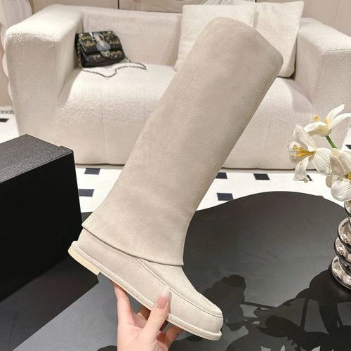 羊皮版~ 长筒靴女2025秋冬新款真皮磨砂高筒显瘦直筒管靴骑士靴