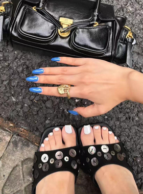 升级版~2026夏季新款坡跟方头一字拖女外穿度假金属增高平底凉拖