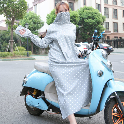 摩托车挡风防紫外线长袖款披肩女骑电动车防晒衣服衫夏季纯棉加长