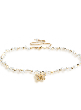 choker蝴蝶小众设计感淡水珍珠