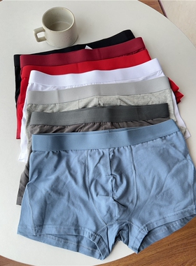 新疆长绒棉外贸男士纯棉平角内裤大红色过年结婚中腰大码四角裤