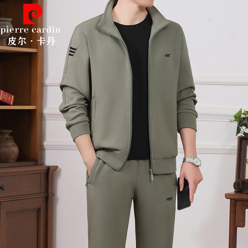 皮尔卡丹中老年运动套装男春秋季新款爸爸装高端休闲运动服三件套