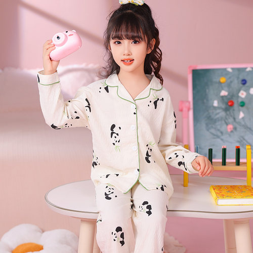 熊猫可爱云朵棉儿童家居服套装