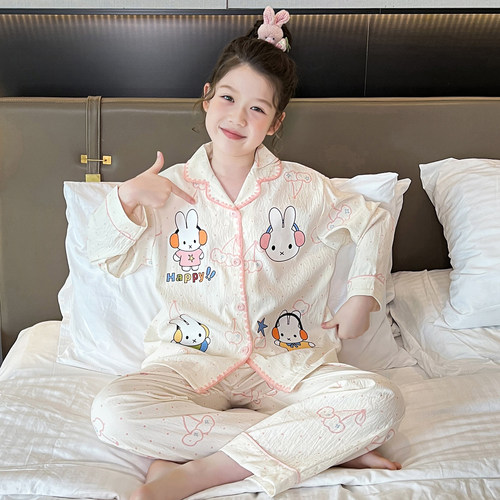 春秋女童纯棉长袖卡通家居服套装