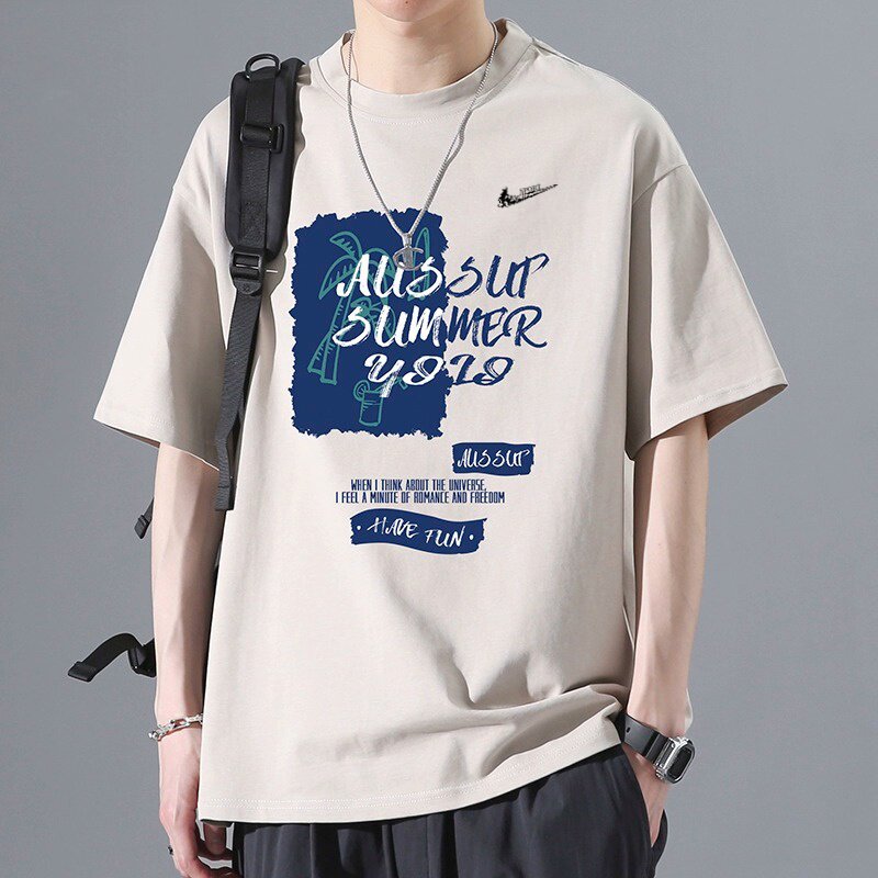 耐克顿圆领短袖男夏季薄款纯棉宽松大码T恤港风潮牌休闲百搭上衣