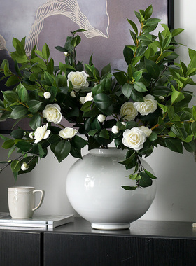 2025新款宋代美学花瓶中式禅意客厅装饰摆件大肚白色陶瓷插花器