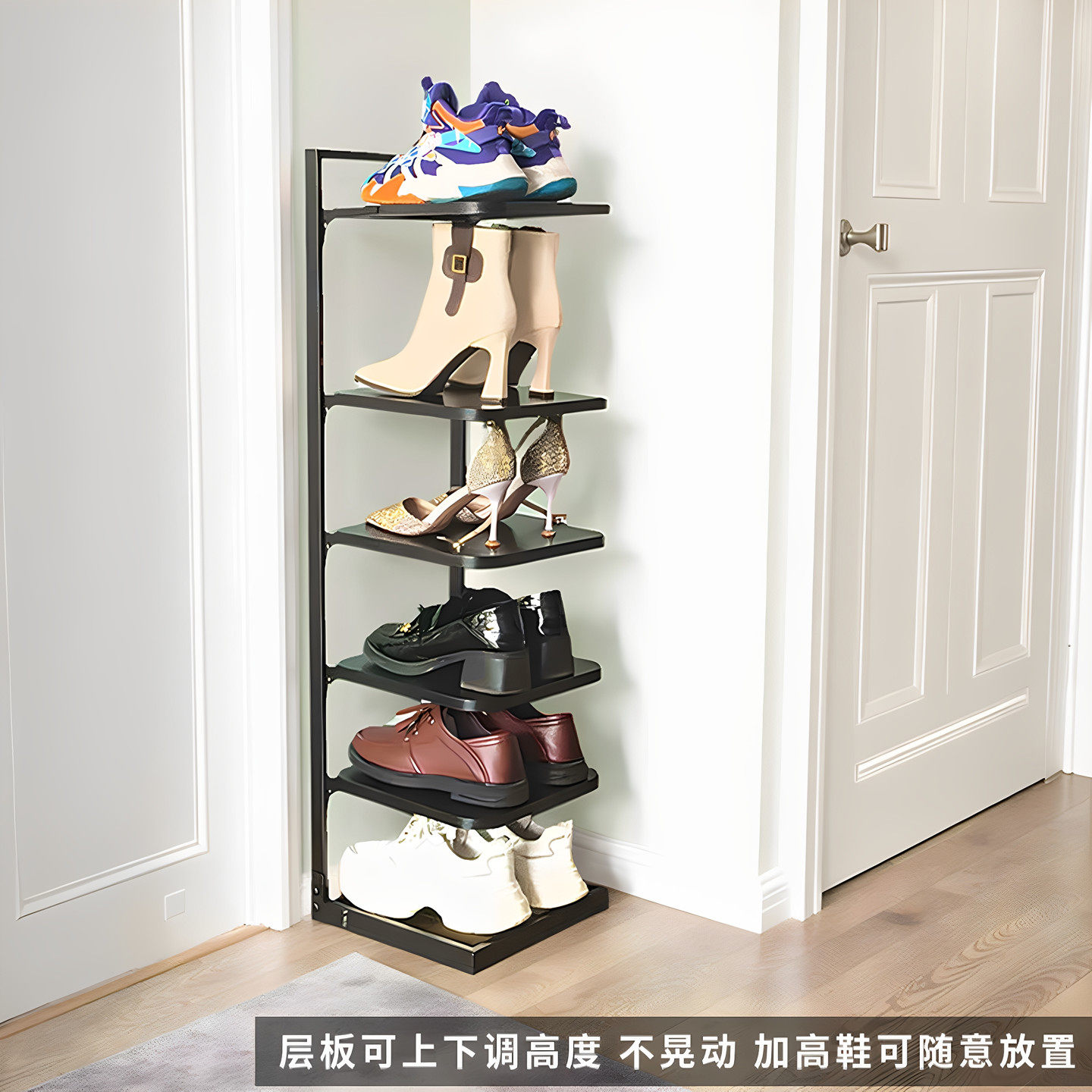 简约可调节高度家用多层小窄口鞋架宿舍收纳鞋架子小型铁艺鞋柜