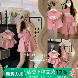 韩版 一家三口婴儿t恤炸街母女洋气套装 夏装 短袖 潮 亲子装 2026新款