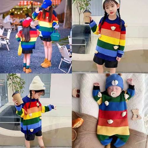 韩版亲子装冬季炸街毛衣外套