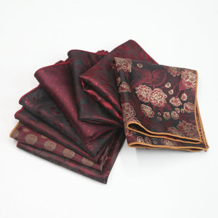 饰方巾 胸口装 酒红花纹口袋巾潮男派对婚庆宴会西装 礼服配饰时尚