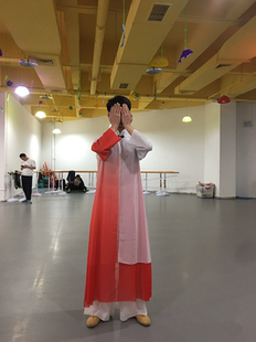 古典舞蹈九州同下山表演服中国风飘逸水墨色书生男款舞台演出服