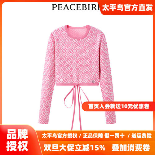 【商场同款】太平鸟2025年秋季新款提花纹样绑带线套衫A3EEE1327