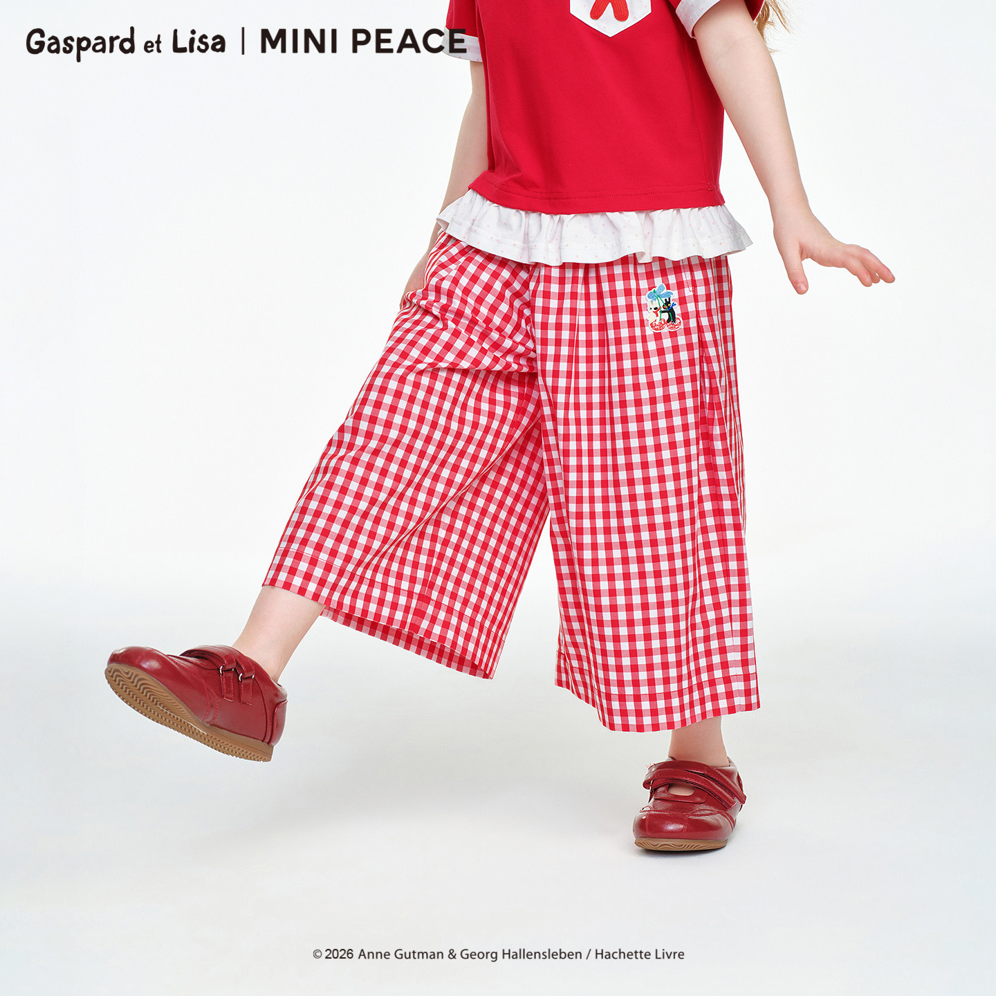 MINIPEACE×卡斯波和丽莎联名女童裤子夏季新款儿童红格子裙裤