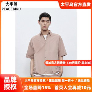 太平鸟男装衬衫26夏季新款外穿式纯色衬衣 B2CJF2D01