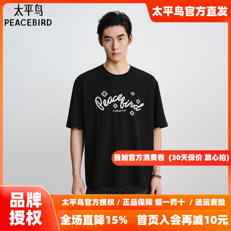 【商场同款】太平鸟男装T恤26秋季新款刺绣印花短袖潮 B2CNG1123