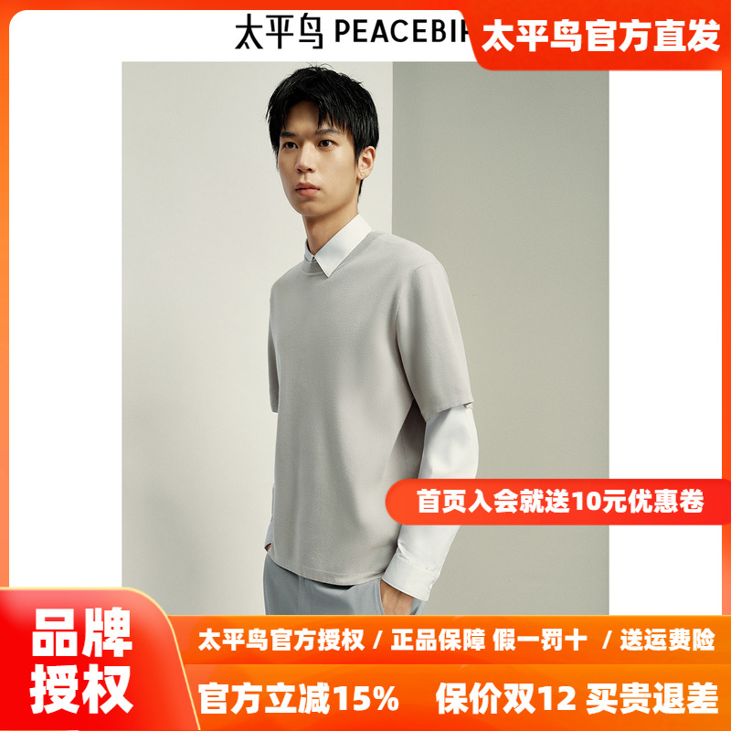 【商场同款】太平鸟男装T恤25秋季新款重磅短袖上衣潮 B1EEF1410