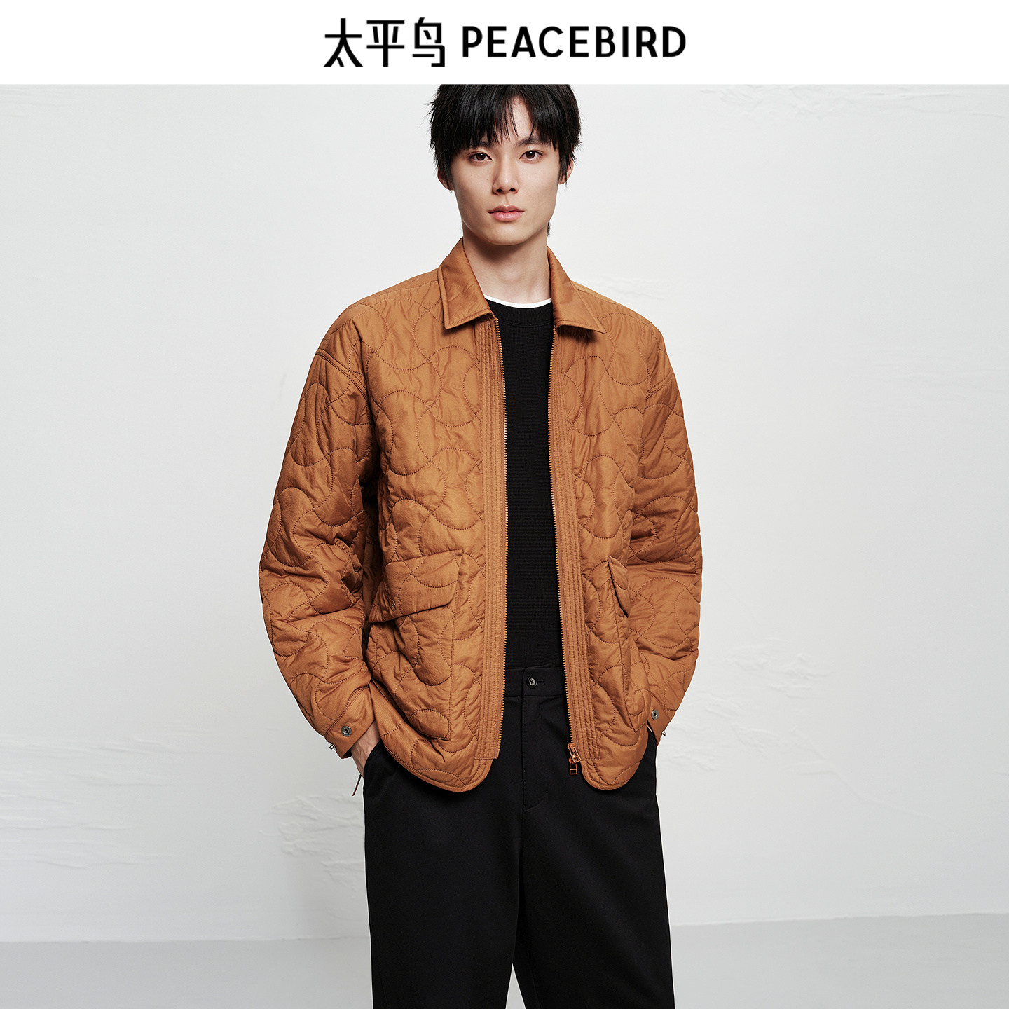 【商场同款】太平鸟男装棉衣25冬季新款宽松满版绗缝 B2ABF4122