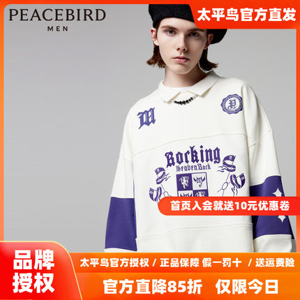 【商场同款】太平鸟男装 225年春季新款圆领刺绣卫衣男B2CRD4125