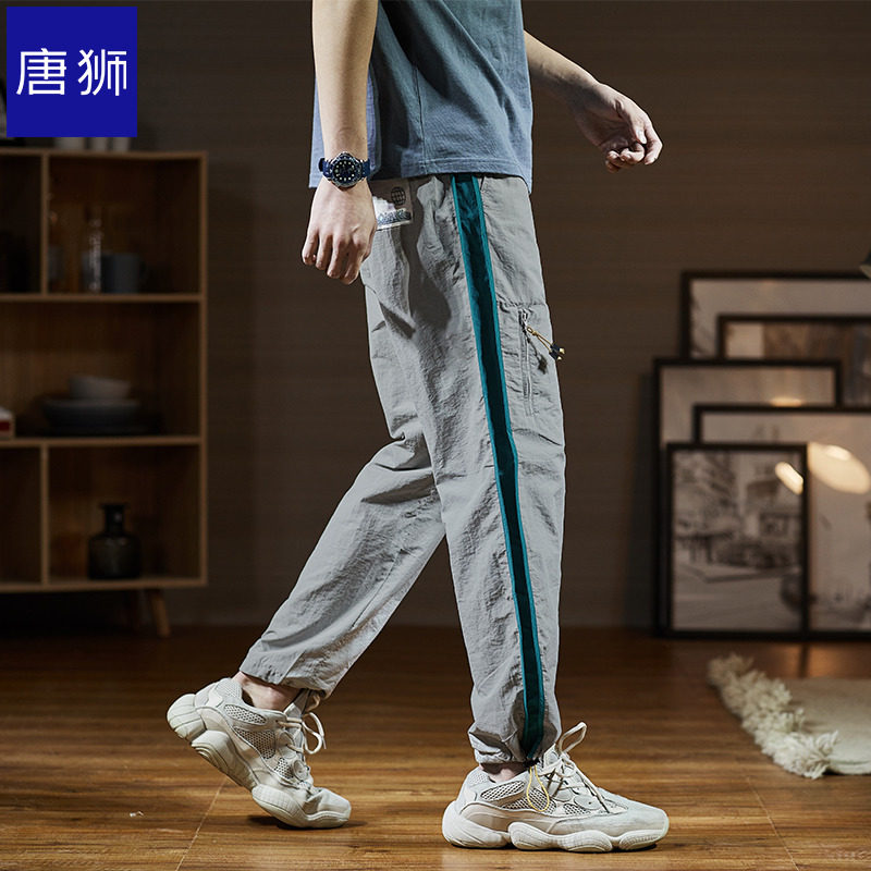 唐狮官方旗舰店2020夏男士运动裤休闲裤男工装裤宽松港风束脚裤男
