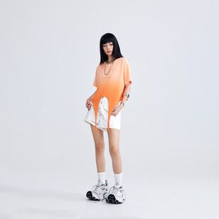 拓谷夏天多巴胺穿搭渐变短袖t恤设计感绑带上衣辣妹衣服女款夏季
