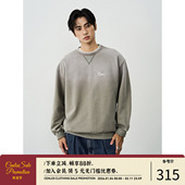 CENLES AW25 炒雪花水洗喷白绣花卫衣男宽松圆领套头上衣日系复古