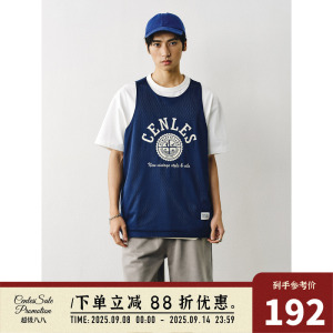 CENLES SS25 双面穿印花训练运动背心男宽松无袖球衣夏季美式复古