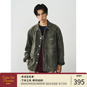 水洗帆布绣花工装 CENLES AW25 夹克男宽松复古做旧外套翻领日系