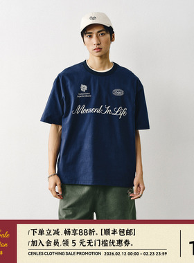 CENLES SS25 复古球衣图案短袖T恤男宽松夏季美式休闲TEE全棉270G