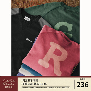 做旧褪色卫衣男圆领套头外套基础秋冬 系列 CENLES N.COLOR