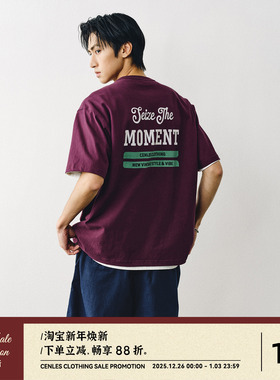 CENLES SS25 复古招牌文字标语T恤男短袖宽松美式休闲印花TEE夏季