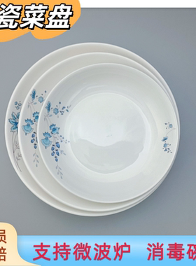 家用菜盘中国风青花瓷陶瓷盘子菜盘家用饭盘汤盘果盘餐盘微波炉餐