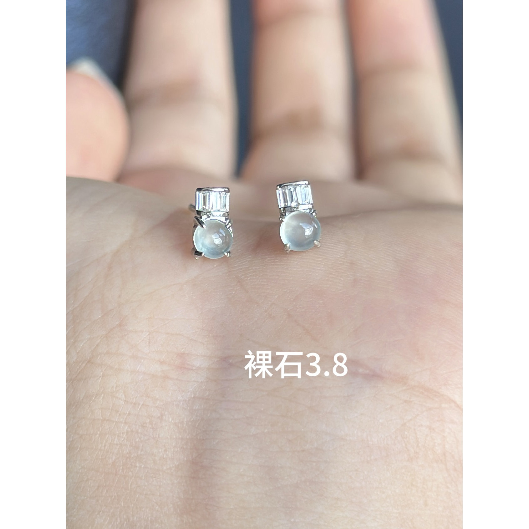 缅甸A货冰种翡翠玉石耳包耳环S925银镶嵌耳钉耳扣女款送女友礼物