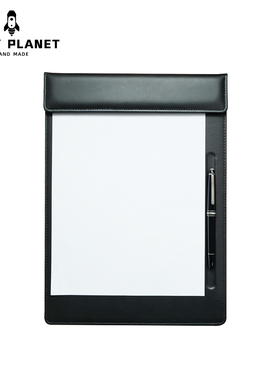 头层牛皮高端商务简约办公真皮文件夹签字夹含笔位