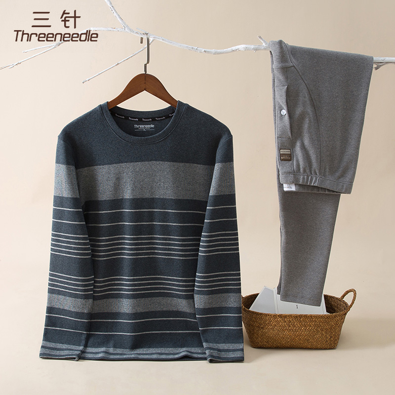 舒绒中厚青年磨毛内衣套装新款