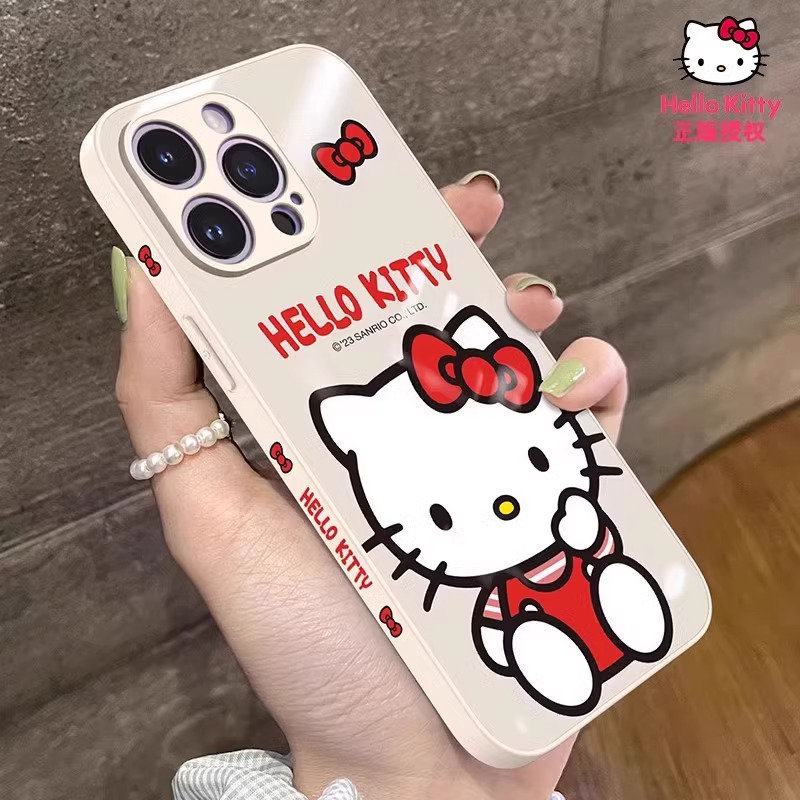 凯蒂猫HelloKitty正版适用iphone15promax手机壳苹果14卡通13高级感玻璃por全包保护套可爱凯蒂猫新款带挂绳