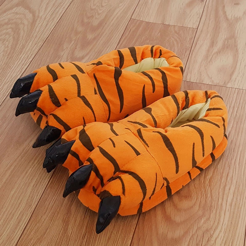 秋冬恐龙爪子鞋棉拖鞋卡通情侣包跟鞋男女家居儿童怪兽卡通棉拖鞋